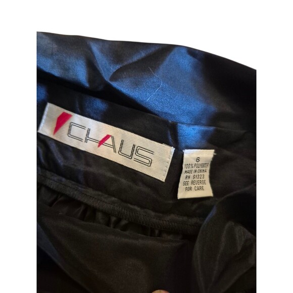 Chaus VTG 90s Y2K A-Line Skirt Taffeta Midi Skirt Black pleated Belted sz 6 - Picture 3 of 4